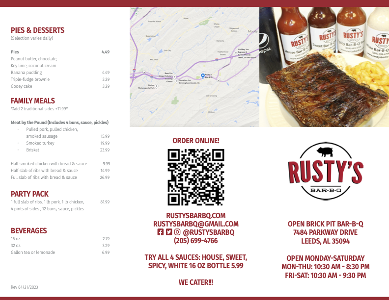 rusty's menu outside 04-21-23
