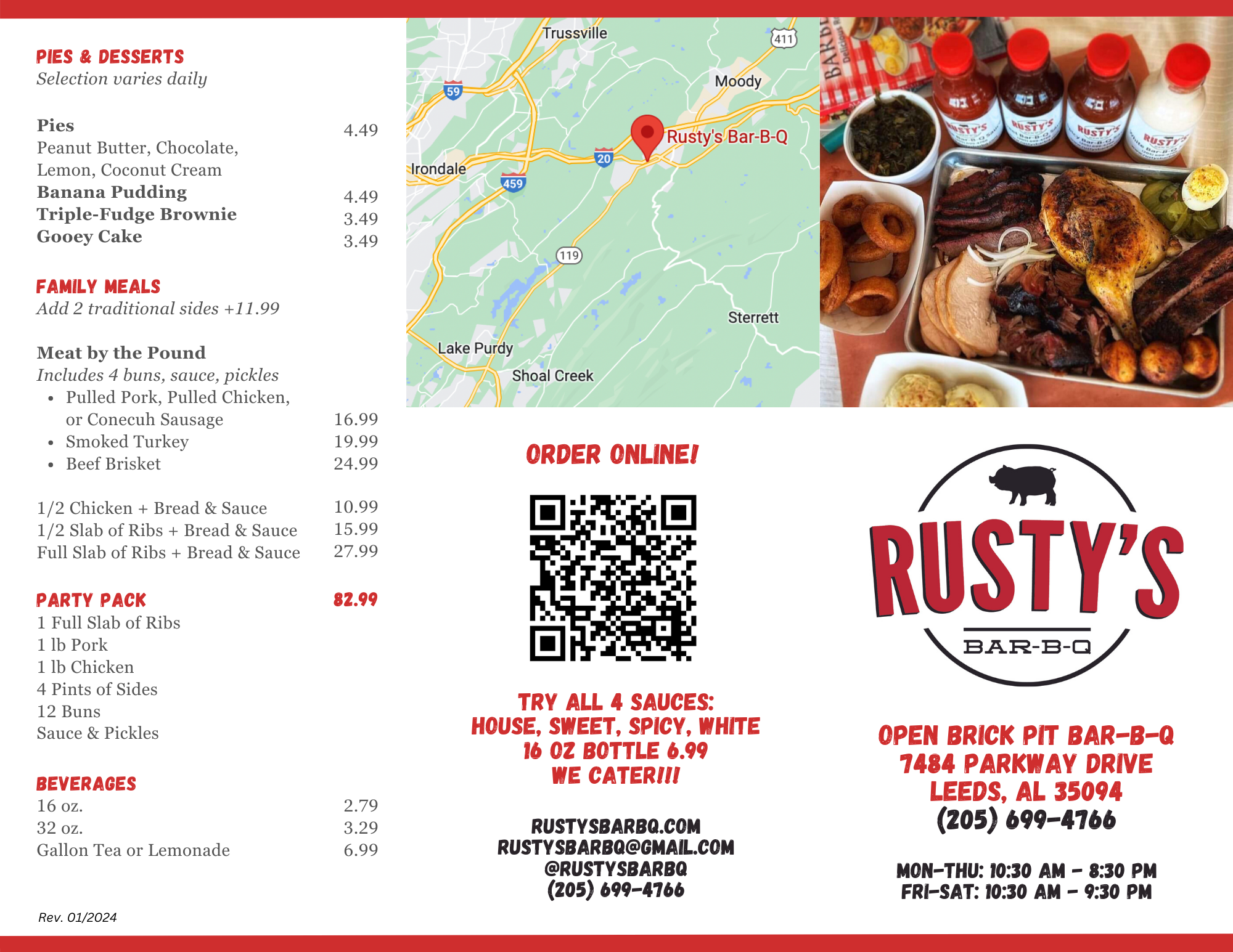 Menu - page 1 If you need assistance with ordering, call us at 205-699-4766.