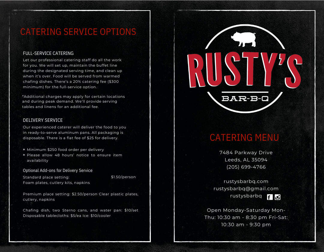 Catering Menu - page 1 If you need assistance with ordering, call us at 205-699-4766.