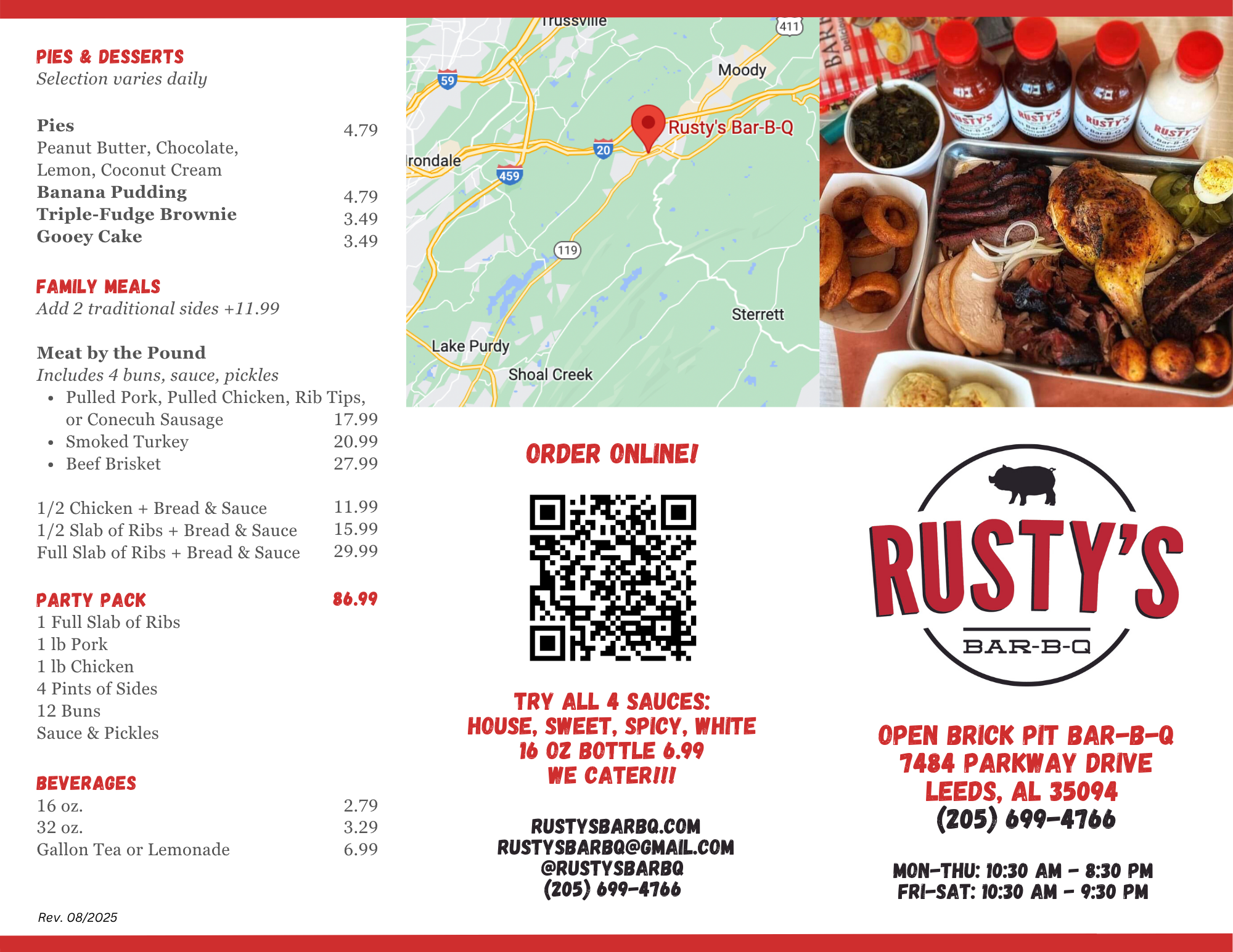 image of the outside cover of the rusty's menu